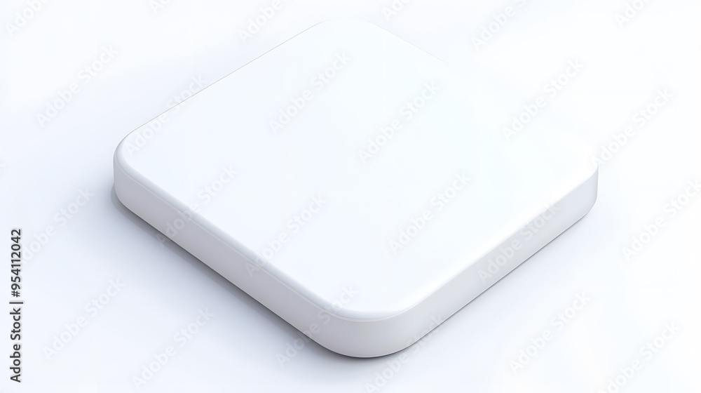 Blank Mobile application icon, button - solid square with round corners. 3d rendering, white background Blank Mobile application icon, button - solid square with round corners. 3d rendering, white background