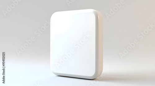 Blank Mobile application icon, button - solid square with round corners. 3d rendering, white background