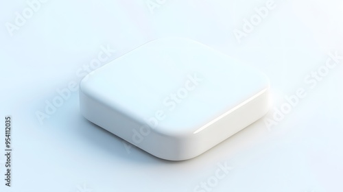 Blank Mobile application icon, button - solid square with round corners. 3d rendering, white background