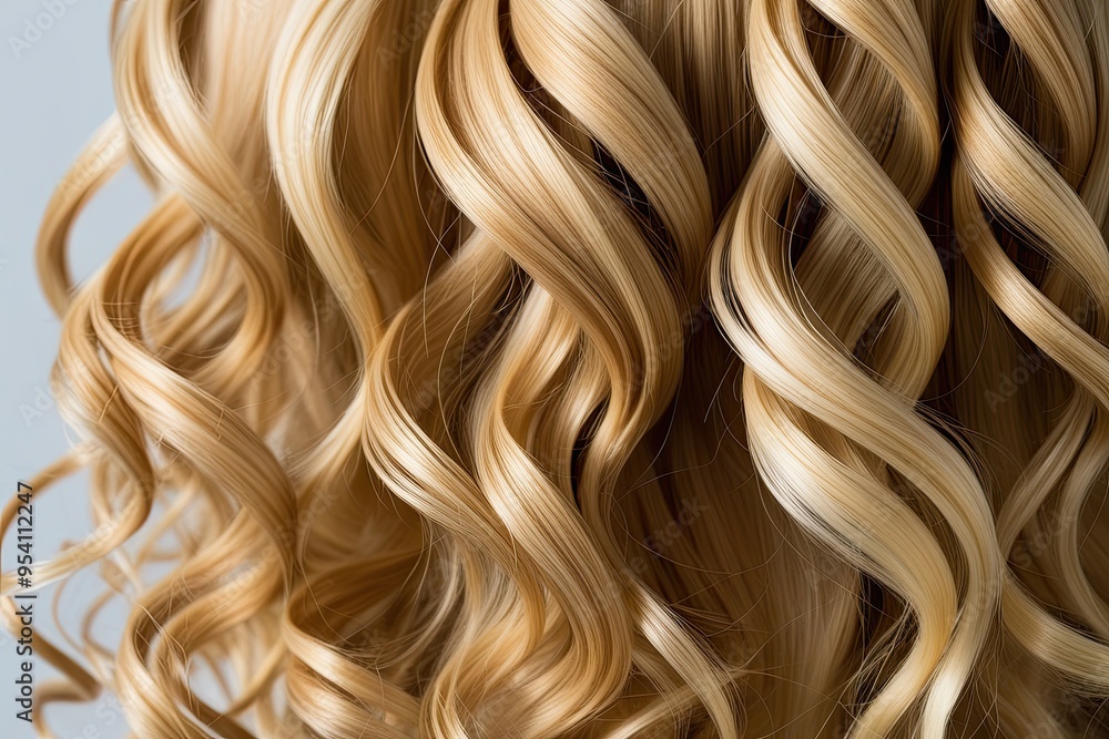 Honey Blonde Curls with Vibrant Textures and Glossy Shine Closeup Honey Blonde Curls with Vibrant Textures and Glossy Shine Closeup