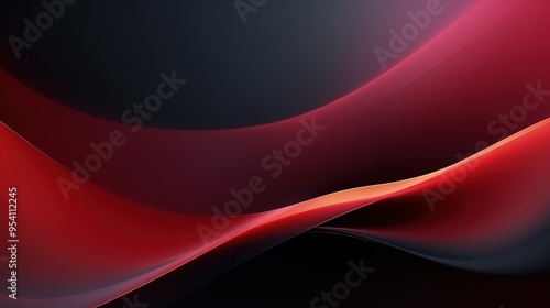 A smooth, abstract design featuring flowing curves in red and black hues.