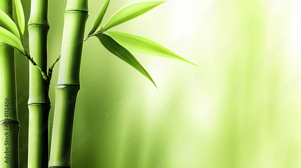 Naklejka premium A clear close-up of a bamboo plant in sharp focus, surrounded by a blurred background