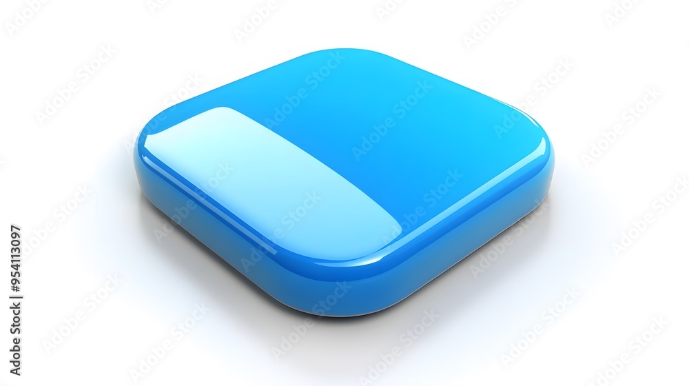 Blank Mobile application icon, button - blue square with round corners. 3d rendering, white background
Blank Mobile application icon, button - blue square with round corners. 3d rendering, white background