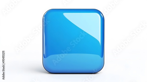 
Blank Mobile application icon, button - blue square with round corners. 3d rendering, white background