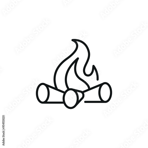 Campfire icon. Simple icon depicting a campfire with logs and flames, symbolizing outdoor activities, camping, or warmth. Suitable for social media, app, and web design. Vector illustration.
