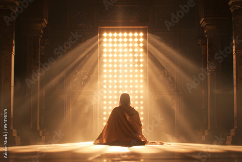 Indian King Sitting in His Royal Chair | Majestic Royalty and Regal Splendor in Traditional Indian Throne photo