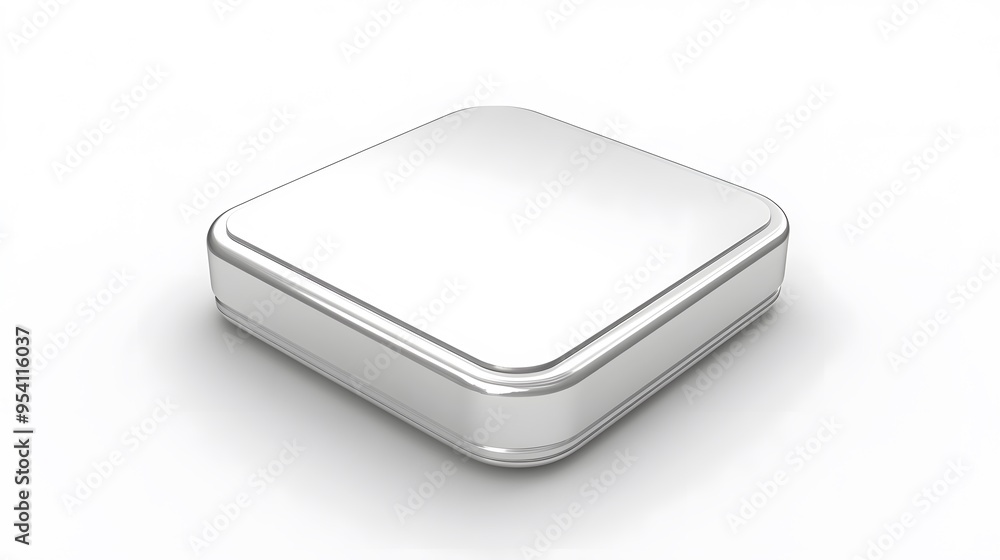Blank Mobile application icon, button - silver square with round corners. 3d rendering, white background Blank Mobile application icon, button - silver square with round corners. 3d rendering, white background