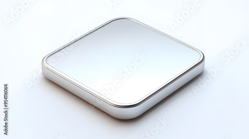 Blank Mobile application icon, button - silver square with round corners. 3d rendering, white background