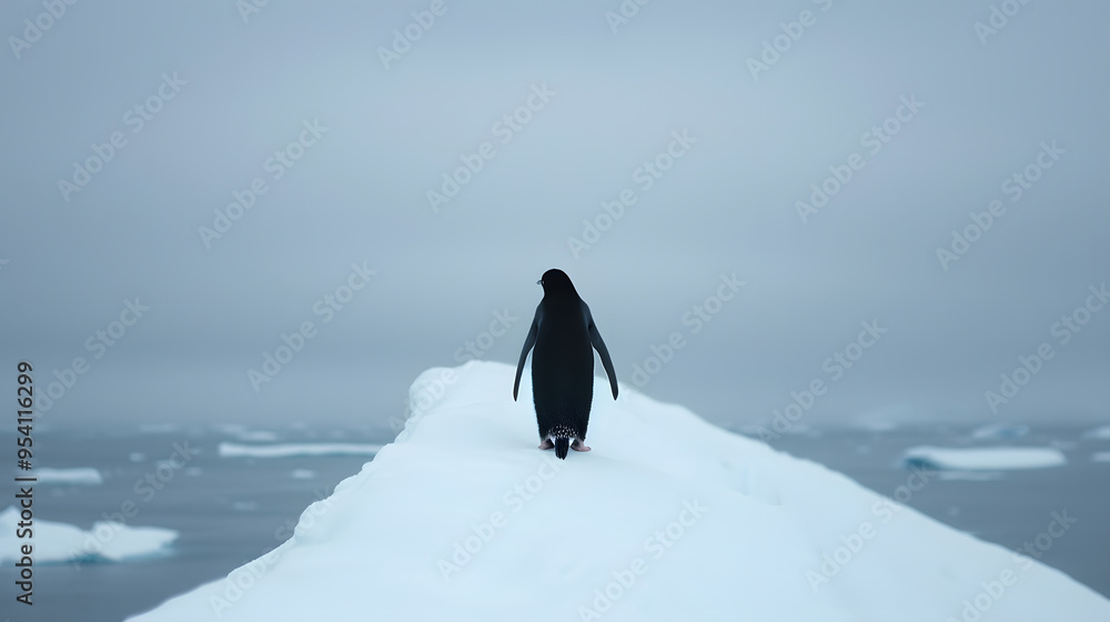 Antarctic Penguins on Iceberg with Ice Floes | Majestic Wildlife Scene in Frozen Landscape Antarctic Penguins on Iceberg with Ice Floes | Majestic Wildlife Scene in Frozen Landscape