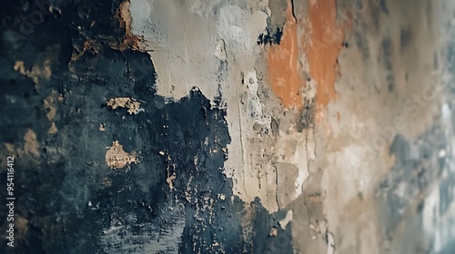 Close-up of a Weathered Wall with Peeling Paint