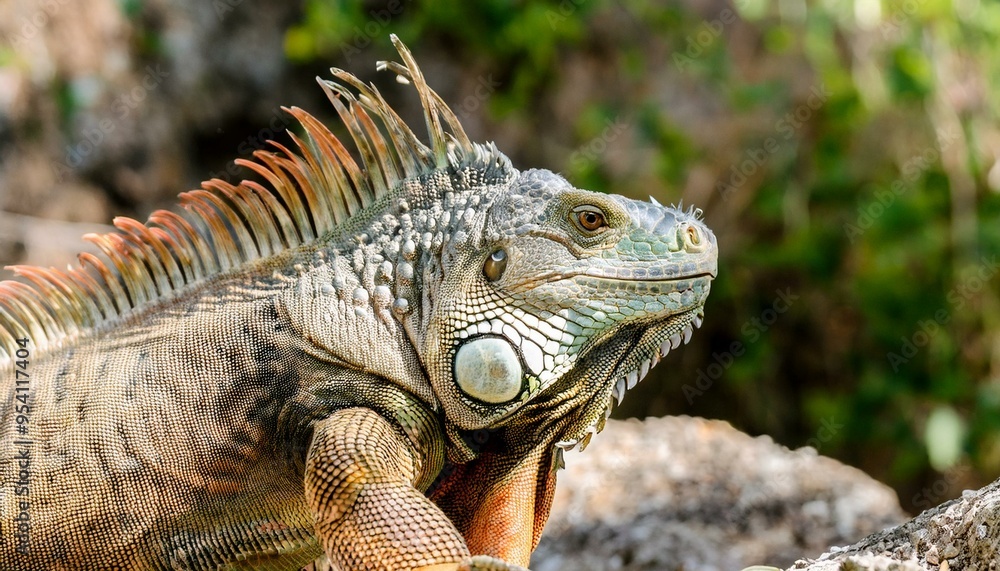 Obraz premium A look at the iguana in nature.