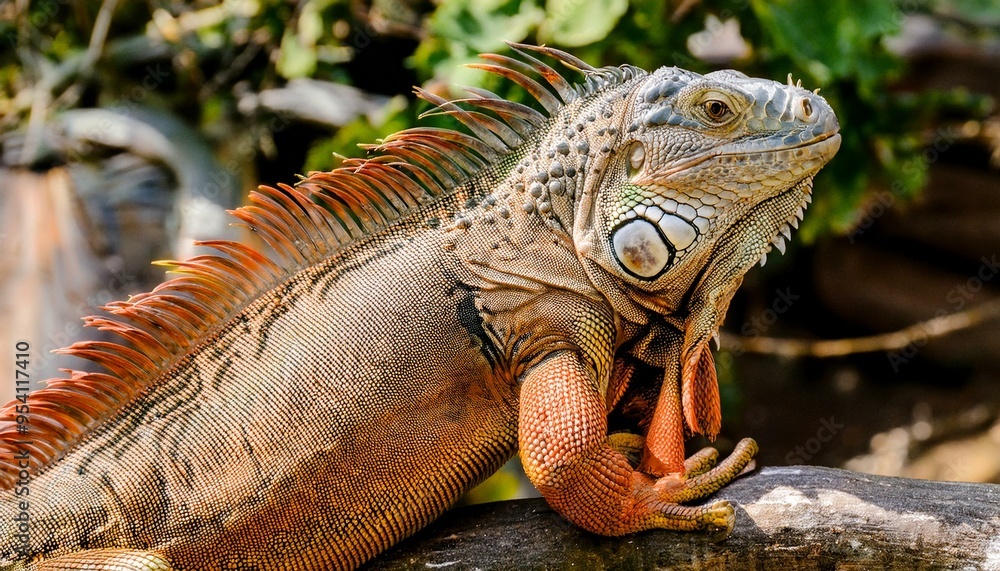 Obraz premium A look at the iguana in nature.