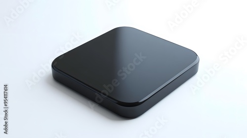  Blank Mobile application icon, button - black square with round corners. 3d rendering, white background