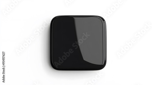  Blank Mobile application icon, button - black square with round corners. 3d rendering, white background