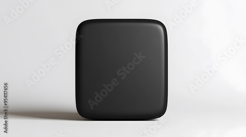  Blank Mobile application icon, button - black square with round corners. 3d rendering, white background