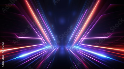 A vibrant, futuristic tunnel of neon lights creating a dynamic visual experience.