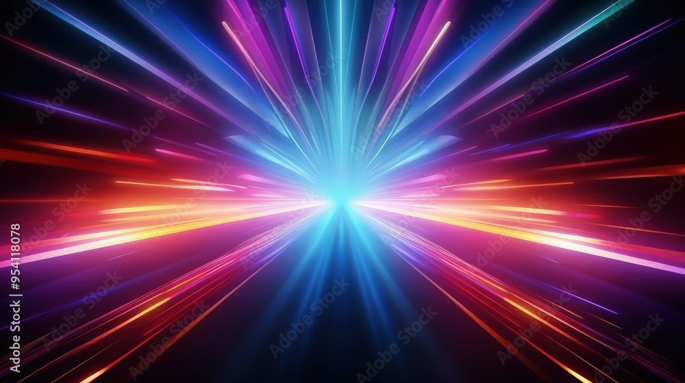 A vibrant burst of light rays in various colors radiating from a central point. A vibrant burst of light rays in various colors radiating from a central point.
