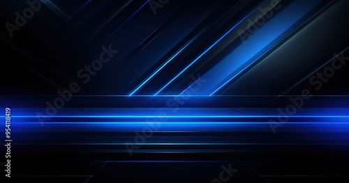 A sleek, modern abstract background featuring blue lines on a dark surface.