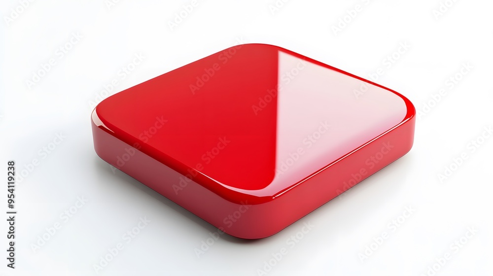 Blank Mobile application icon, button - red square with round corners. 3d rendering, white background Blank Mobile application icon, button - red square with round corners. 3d rendering, white background