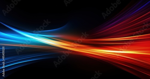 Abstract wave design with vibrant blue and red colors on a black background.