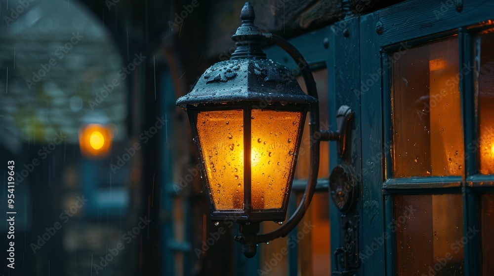 Rainy Night with a Glowing Lantern Rainy Night with a Glowing Lantern