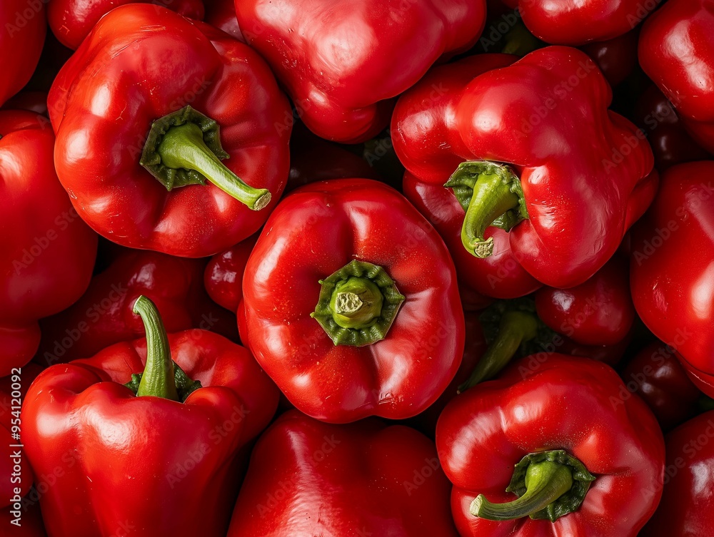 Pile of Fresh Red Bell Peppers, Vibrant and Glossy, Ideal for Plant-Based Diets, Cooking Ingredients, and Healthy Recipes Pile of Fresh Red Bell Peppers, Vibrant and Glossy, Ideal for Plant-Based Diets, Cooking Ingredients, and Healthy Recipes