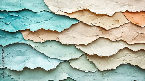  A close-up of a wall with peeling paint chips in various colors