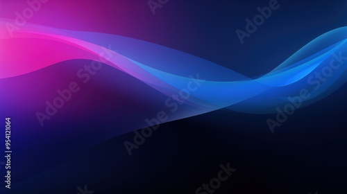 Abstract waves of color in shades of pink and blue on a dark background.