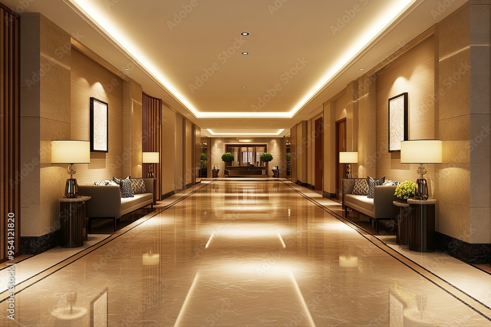 modern lobby shines with reflective floors and minimalist furnishings modern lobby shines with reflective floors and minimalist furnishings