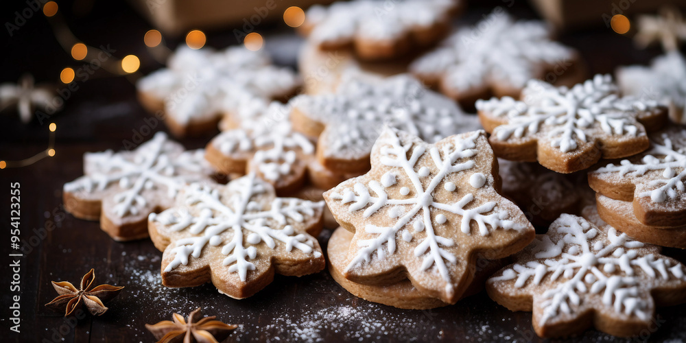 Snowflake Cookies in a Festive Setting Snowflake Cookies in a Festive Setting