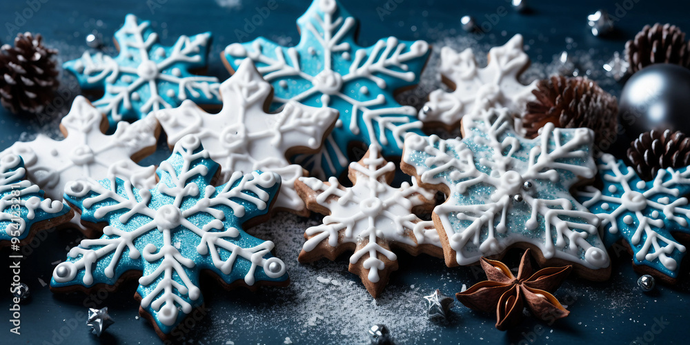Snowflake Cookies in a Festive Setting Snowflake Cookies in a Festive Setting
