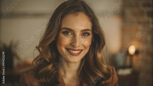 Portrait of smiling woman, real people, looking at the camera.