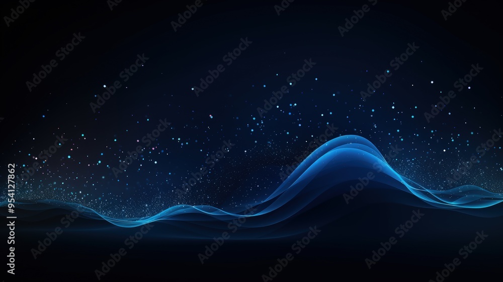 Abstract blue wave design with stars, creating a serene digital landscape. Abstract blue wave design with stars, creating a serene digital landscape.