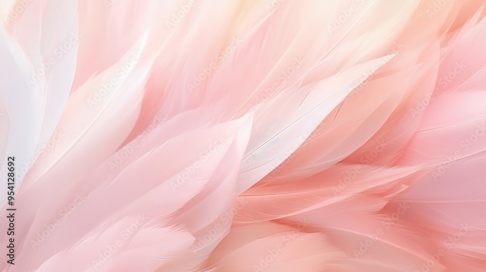 A soft, pastel-colored background featuring delicate feathers in shades of pink and white. A soft, pastel-colored background featuring delicate feathers in shades of pink and white.
