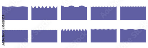 Collection of curve lines and waves abstract design element for website bottom page. Set of waves showing different amplitudes and wavelengths.