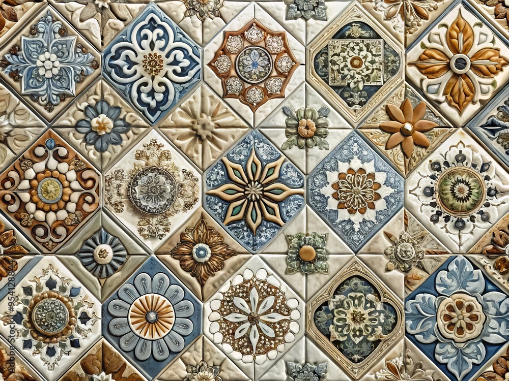 Highly detailed, ultra-realistic ceramic tiles with intricate textures, subtle color variations, and precise Highly detailed, ultra-realistic ceramic tiles with intricate textures, subtle color variations, and precise