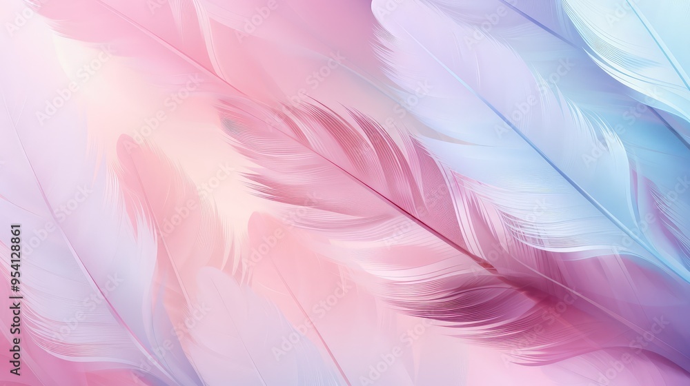 Soft pastel feathers create a delicate and serene background. Soft pastel feathers create a delicate and serene background.