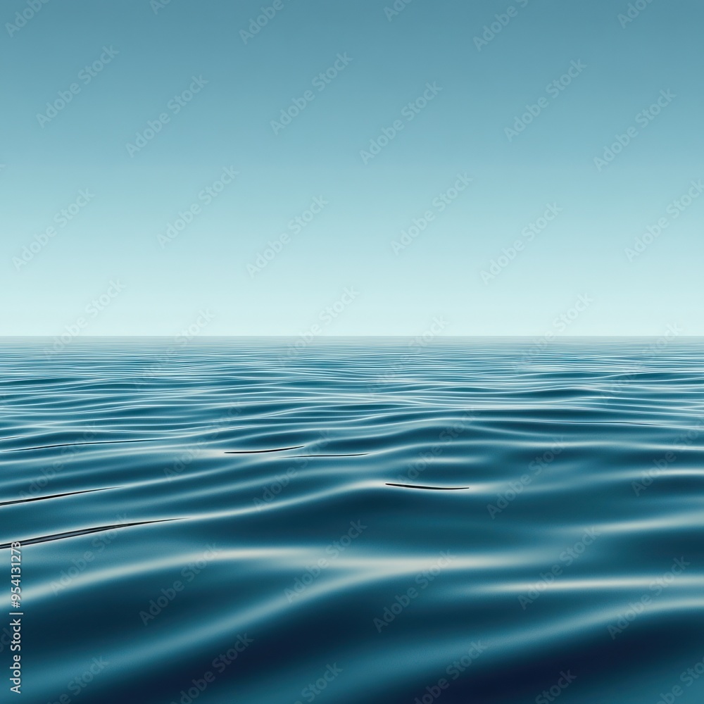 Calm Blue Ocean Water with Ripples and a Clear Sky Calm Blue Ocean Water with Ripples and a Clear Sky