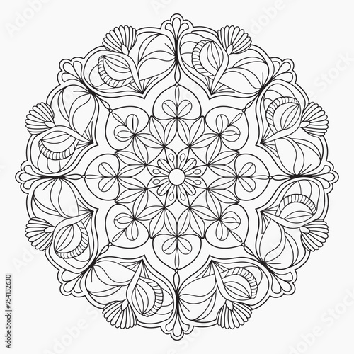 Vector mandala line art design with white background