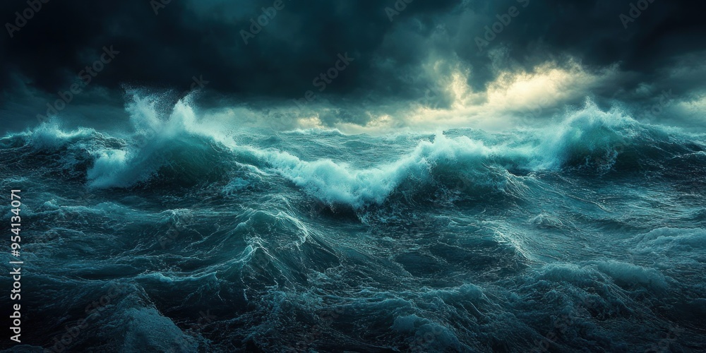 Stormy Sea with Large Waves and Dark Clouds Stormy Sea with Large Waves and Dark Clouds