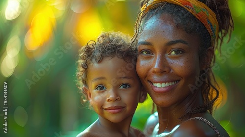 Happy Mother and Child in Nature