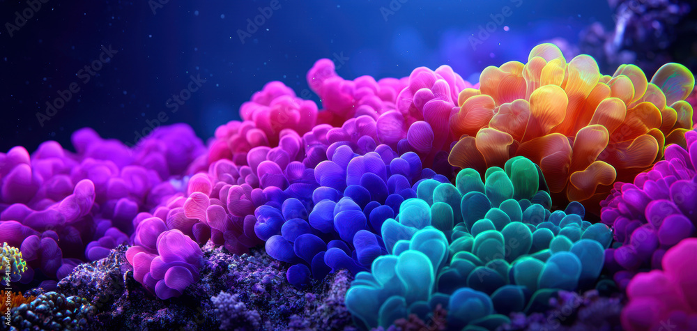 Glowing underwater coral reef scene, full of vibrant colors, marine glowtime, stunning and immersive Glowing underwater coral reef scene, full of vibrant colors, marine glowtime, stunning and immersive