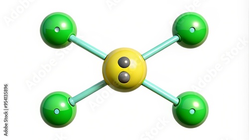 Illustration of the Lewis dot structure for hydrogen chloride (HCl), a diatomic molecule with one chlorine atom bonded