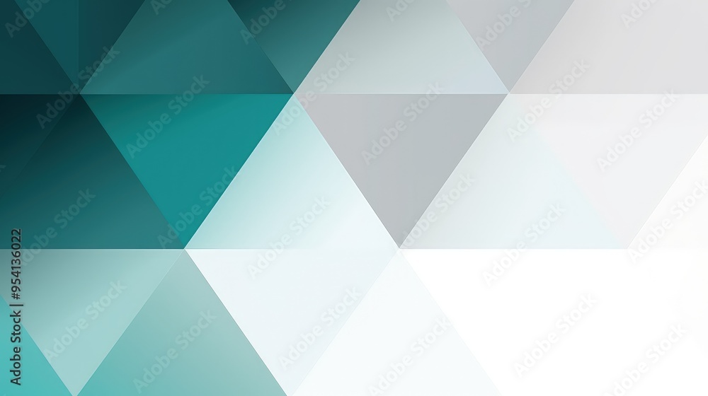 Fototapeta premium A geometric pattern of triangles in varying shades of teal and gray, creating a modern design.