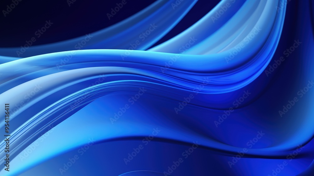 Fototapeta premium Abstract blue waves creating a smooth, flowing design.