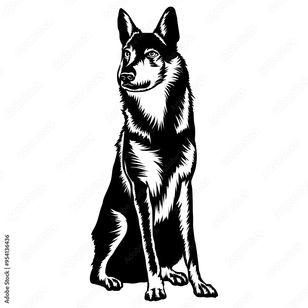 Sitting Czechoslovakian Wolfdog - Czechoslovakian Vlcak Sitting Czechoslovakian Wolfdog - Czechoslovakian Vlcak