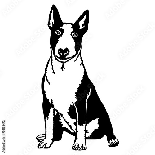 Sitting English Bull Terrier