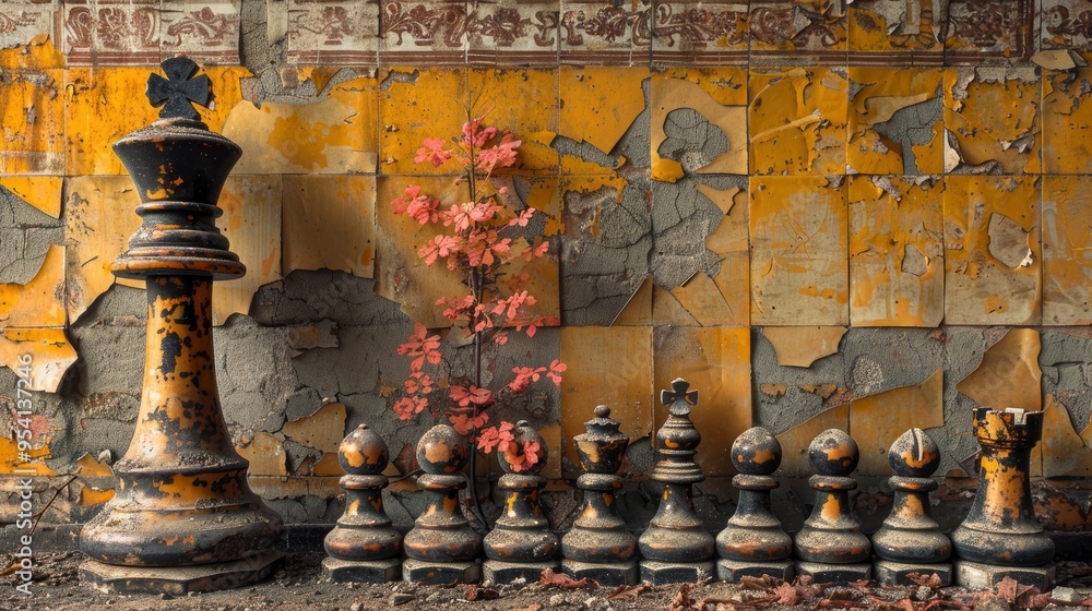 Chess Pieces in a Derelict Building Chess Pieces in a Derelict Building