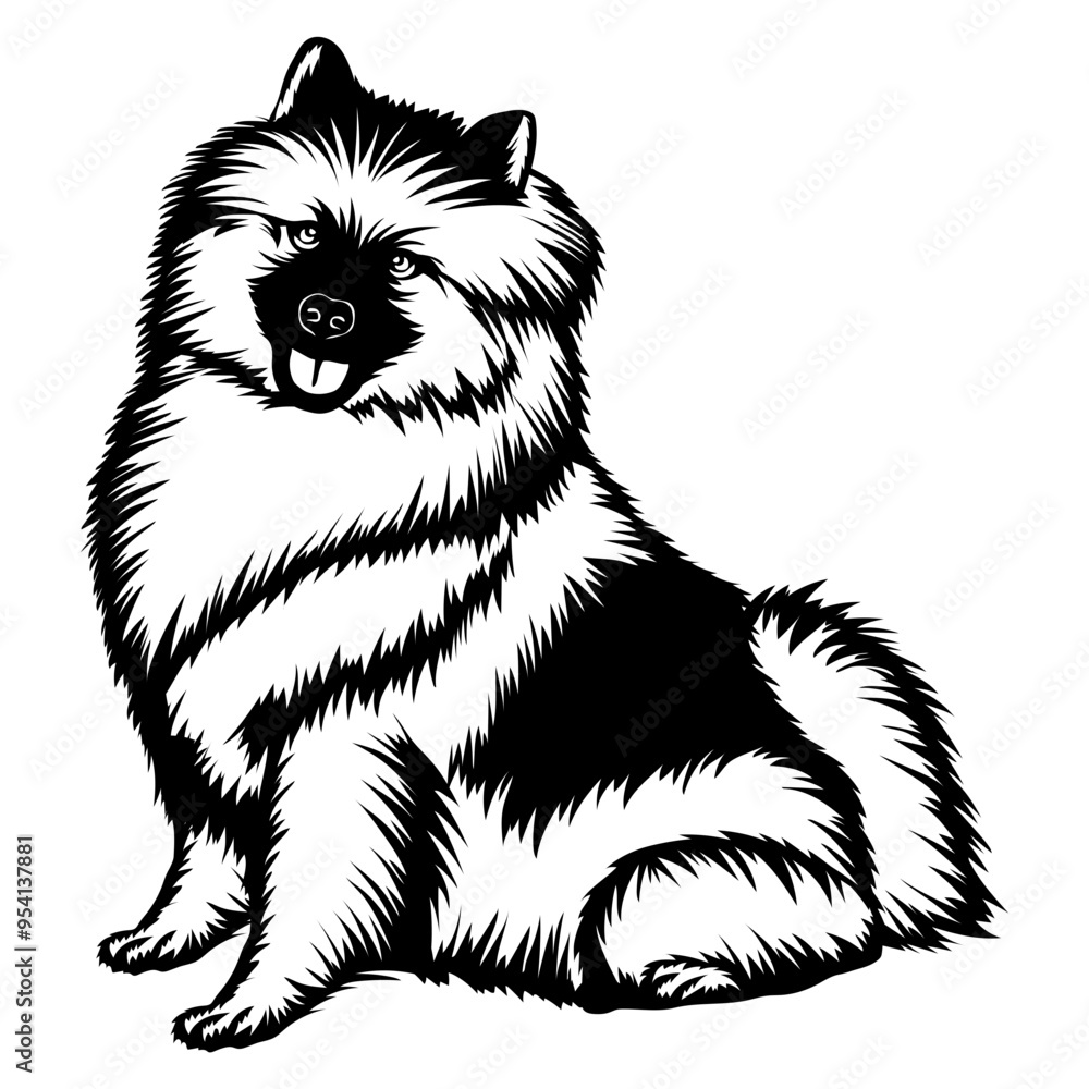Obraz premium Sitting Keeshond