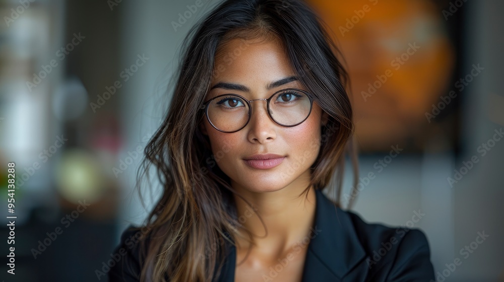 Confident Woman Wearing Glasses Looking at Camera Confident Woman Wearing Glasses Looking at Camera